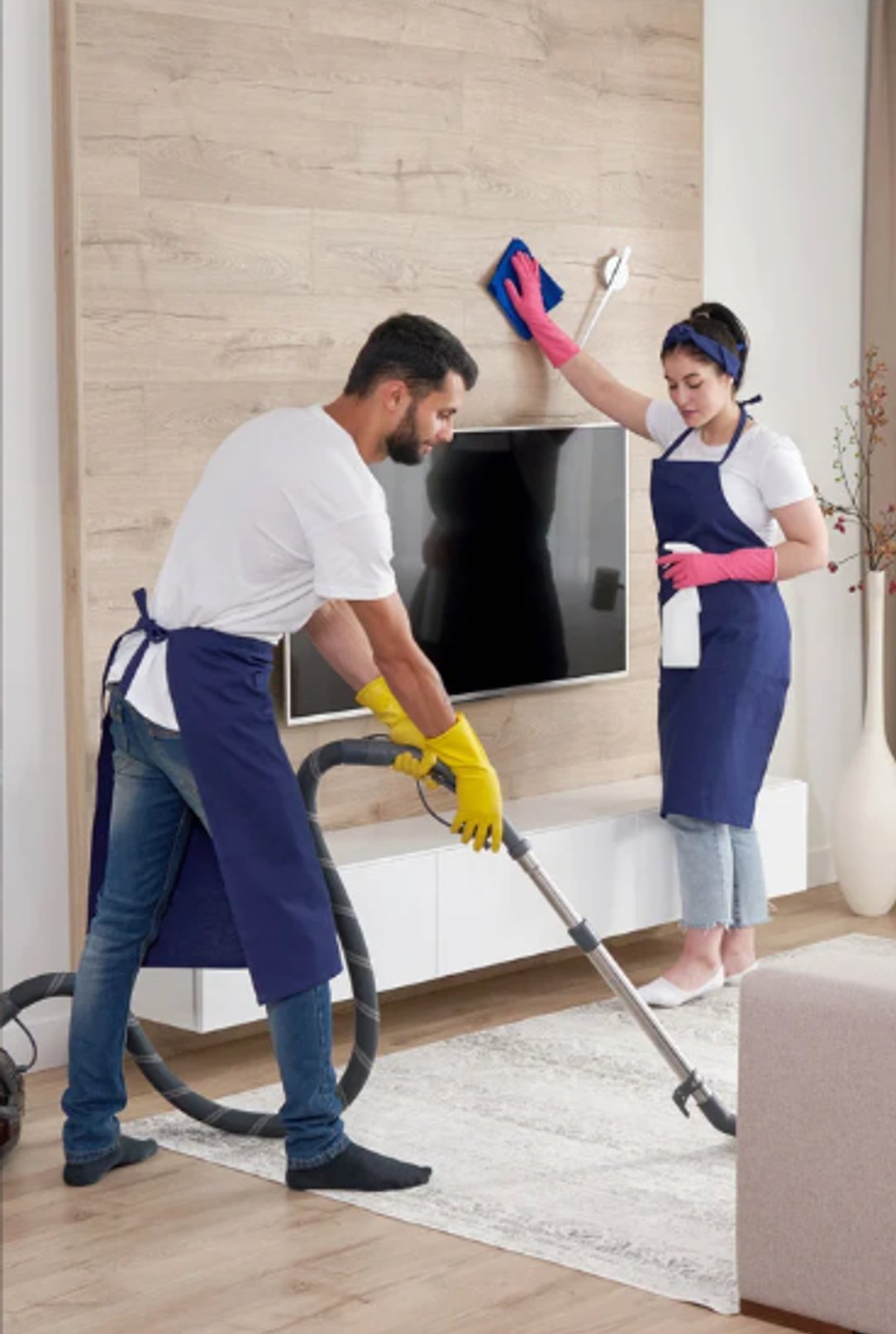 Professional cleaning team preparing an Oxfordshire holiday rental